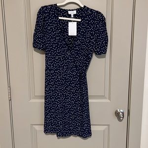 Navy blue floral wrap dress - NWT